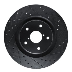 Subaru Crosstrek Brake Rotor (1) - Front Right - R1 Concepts - Drilled & Slotted - Black - `20-`25